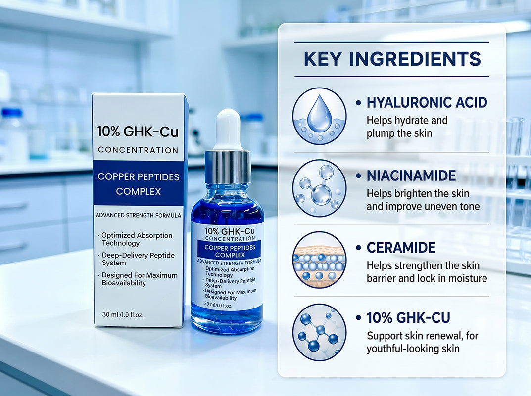 Copper Peptide Serum 10% (GHK-Cu) with Hyaluronic Acid & Niacinamide – Anti-Aging Face Serum for Wrinkles, Fine Lines, Firming & Hydration – Collagen Boosting Skincare for Women & Men – 30ml